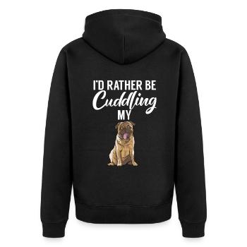 Pug Gifts for Pug Lovers - Unisex Premium Organic Zip Hoodie - black - Back - Nico (187cm)