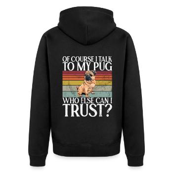Pug Gifts for Pug Lovers - Unisex Premium Organic Zip Hoodie - black - Back - Nico (187cm)