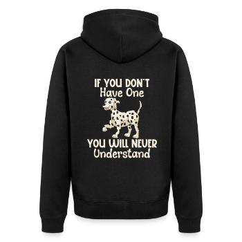 Gifts for Dalmatian Lovers - Unisex Premium Bio Zip Hoodie - Schwarz - Hinten - Nico (187cm)