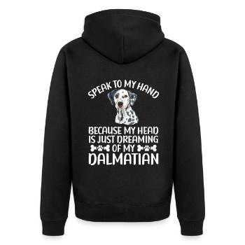 Gifts for Dalmatian Lovers - Unisex Premium Bio Zip Hoodie - Schwarz - Hinten - Nico (187cm)