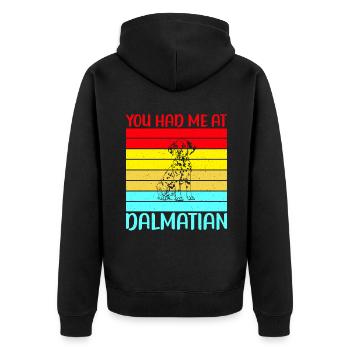 Gifts for Dalmatian Lovers - Unisex Premium Bio Zip Hoodie - Schwarz - Hinten - Nico (187cm)