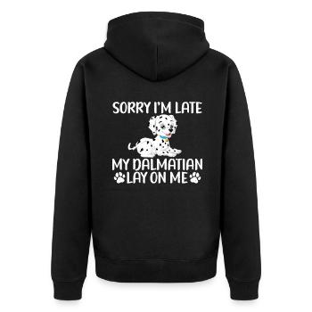 Gifts for Dalmatian Lovers - Unisex Premium Bio Zip Hoodie - Schwarz - Hinten - Nico (187cm)