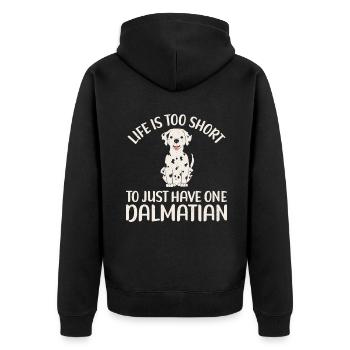 Gifts for Dalmatian Lovers - Unisex Premium Bio Zip Hoodie - Schwarz - Hinten - Nico (187cm)