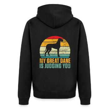 Great Dane Gifts - Unisex Premium Bio Zip Hoodie - Schwarz - Hinten - Nico (187cm)