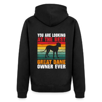 Great Dane Gifts - Unisex Premium Bio Zip Hoodie - Schwarz - Hinten - Nico (187cm)