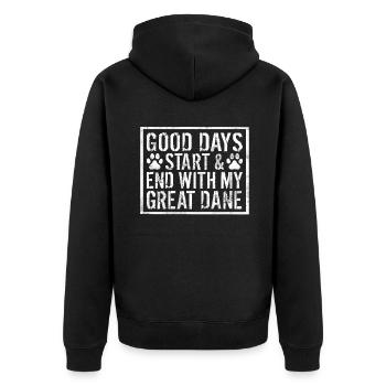 Great Dane Gifts - Unisex Premium Bio Zip Hoodie - Schwarz - Hinten - Nico (187cm)