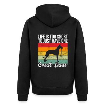 Great Dane Gifts - Unisex Premium Bio Zip Hoodie - Schwarz - Hinten - Nico (187cm)