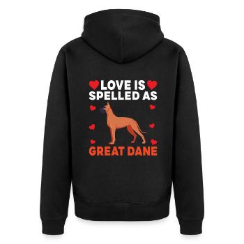 Great Dane Gifts - Unisex Premium Bio Zip Hoodie - Schwarz - Hinten - Nico (187cm)