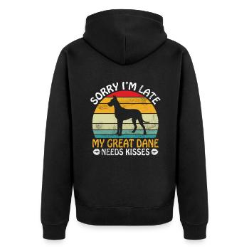 Great Dane Gifts - Unisex Premium Bio Zip Hoodie - Schwarz - Hinten - Nico (187cm)