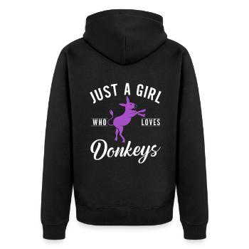 Donkey Lover Gifts - Unisex Premium Bio Zip Hoodie - Schwarz - Hinten - Nico (187cm)