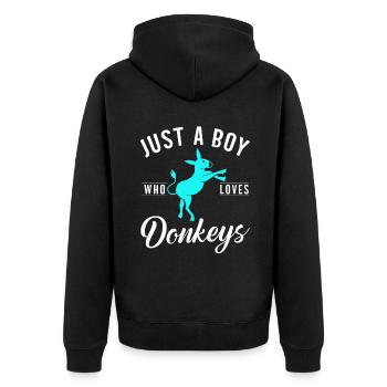 Donkey Lover Gifts - Unisex Premium Bio Zip Hoodie - Schwarz - Hinten - Nico (187cm)