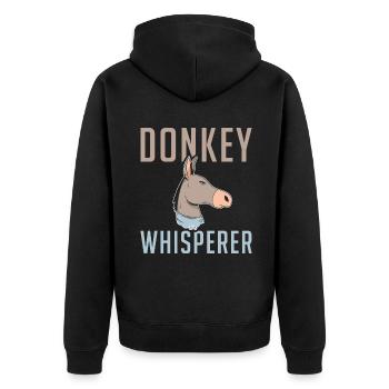 Donkey Lover Gifts - Unisex Premium Bio Zip Hoodie - Schwarz - Hinten - Nico (187cm)