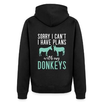 Donkey Lover Gifts - Unisex Premium Bio Zip Hoodie - Schwarz - Hinten - Nico (187cm)