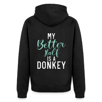 Donkey Lover Gifts - Unisex Premium Bio Zip Hoodie - Schwarz - Hinten - Nico (187cm)