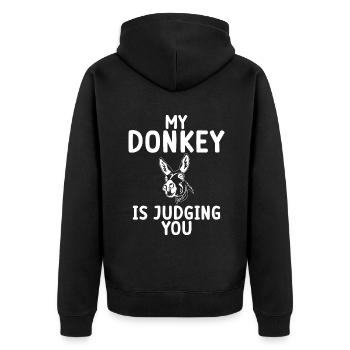 Donkey Lover Gifts - Unisex Premium Bio Zip Hoodie - Schwarz - Hinten - Nico (187cm)