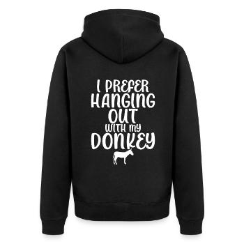 Donkey Lover Gifts - Unisex Premium Bio Zip Hoodie - Schwarz - Hinten - Nico (187cm)