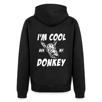 Donkey Lover Gifts - Unisex Premium Bio Zip Hoodie - Schwarz - Hinten - Nico (187cm)