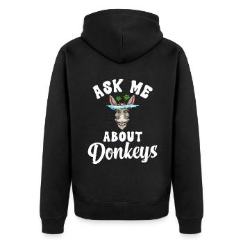 Donkey Lover Gifts - Unisex Premium Bio Zip Hoodie - Schwarz - Hinten - Nico (187cm)