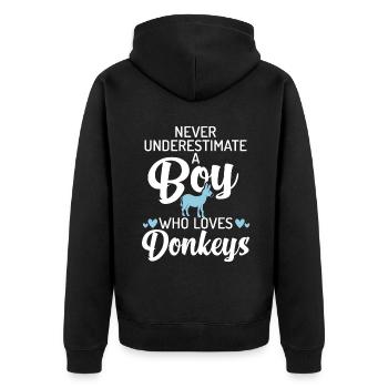 Donkey Lover Gifts - Unisex Premium Bio Zip Hoodie - Schwarz - Hinten - Nico (187cm)