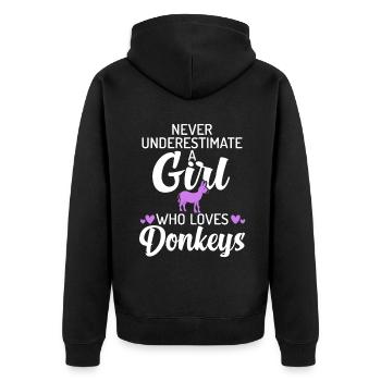 Donkey Lover Gifts - Unisex Premium Bio Zip Hoodie - Schwarz - Hinten - Nico (187cm)