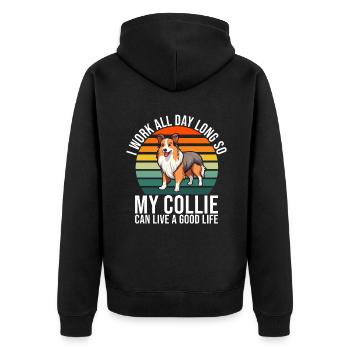 Collie Gifts - Unisex Premium Bio Zip Hoodie - Schwarz - Hinten - Nico (187cm)