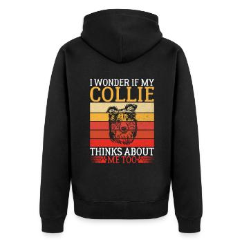 Collie Gifts - Unisex Premium Bio Zip Hoodie - Schwarz - Hinten - Nico (187cm)