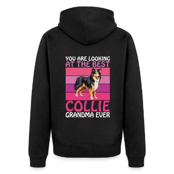 Collie Gifts - Unisex Premium Bio Zip Hoodie - Schwarz - Hinten - Nico (187cm)