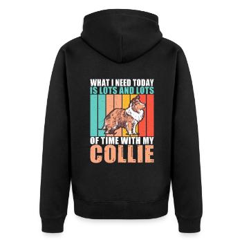 Collie Gifts - Unisex Premium Bio Zip Hoodie - Schwarz - Hinten - Nico (187cm)
