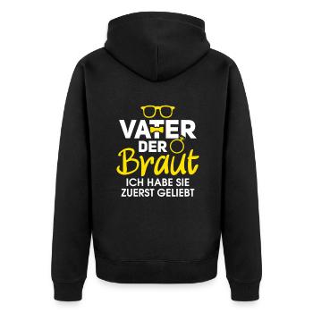 Vater der Braut Brautvater Hochzeit Polterabend - Unisex Premium Bio Zip Hoodie - Schwarz - Hinten - Nico (187cm)