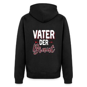 Vater der Braut Brautvater Hochzeit Polterabend - Unisex Premium Bio Zip Hoodie - Schwarz - Hinten - Nico (187cm)