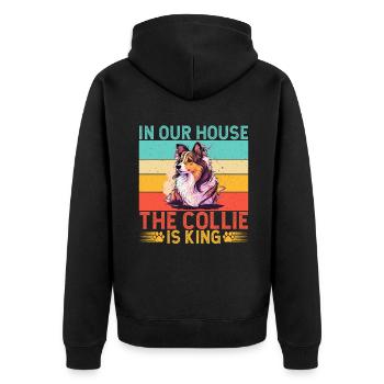 Collie Gifts - Unisex Premium Bio Zip Hoodie - Schwarz - Hinten - Nico (187cm)