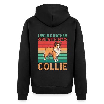 Collie Gifts - Unisex Premium Bio Zip Hoodie - Schwarz - Hinten - Nico (187cm)