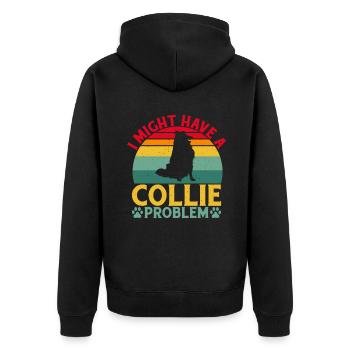 Collie Gifts - Unisex Premium Bio Zip Hoodie - Schwarz - Hinten - Nico (187cm)