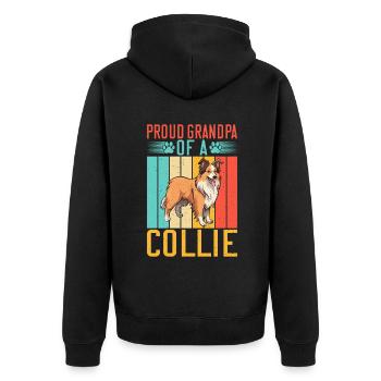 Collie Gifts - Unisex Premium Bio Zip Hoodie - Schwarz - Hinten - Nico (187cm)