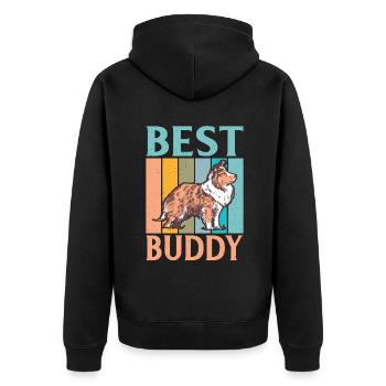 Collie Gifts - Unisex Premium Bio Zip Hoodie - Schwarz - Hinten - Nico (187cm)