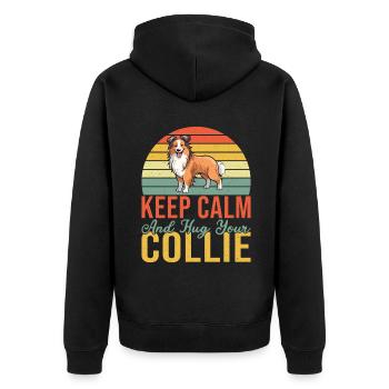 Collie Gifts - Unisex Premium Bio Zip Hoodie - Schwarz - Hinten - Nico (187cm)