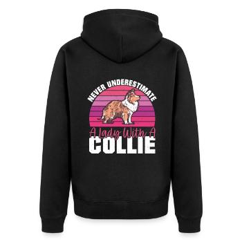 Collie Gifts - Unisex Premium Bio Zip Hoodie - Schwarz - Hinten - Nico (187cm)