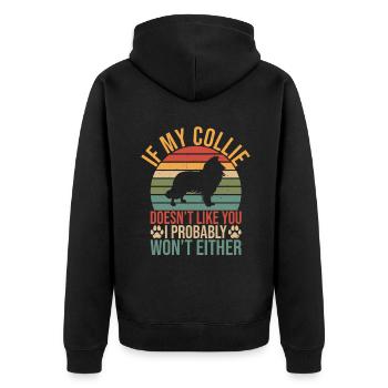 Collie Gifts - Unisex Premium Bio Zip Hoodie - Schwarz - Hinten - Nico (187cm)
