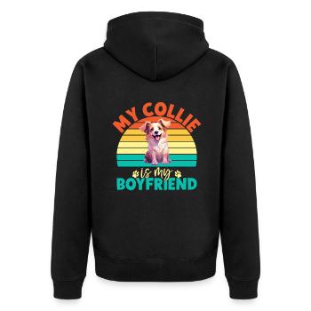 Collie Gifts - Unisex Premium Bio Zip Hoodie - Schwarz - Hinten - Nico (187cm)