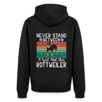 Rottweiler Gifts - Unisex Premium Bio Zip Hoodie - Schwarz - Hinten - Nico (187cm)