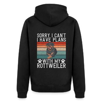 Rottweiler Gifts - Unisex Premium Bio Zip Hoodie - Schwarz - Hinten - Nico (187cm)