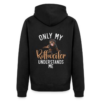 Rottweiler Gifts - Unisex Premium Bio Zip Hoodie - Schwarz - Hinten - Nico (187cm)