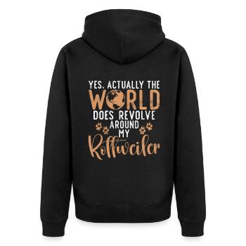 Rottweiler Gifts - Unisex Premium Bio Zip Hoodie - Schwarz - Hinten - Nico (187cm)