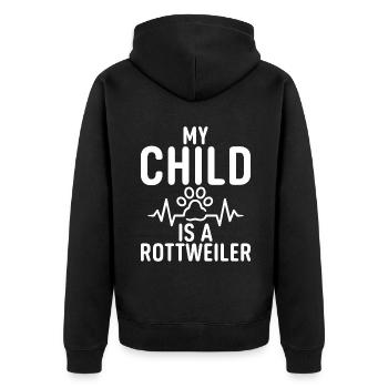 Rottweiler Gifts - Unisex Premium Bio Zip Hoodie - Schwarz - Hinten - Nico (187cm)