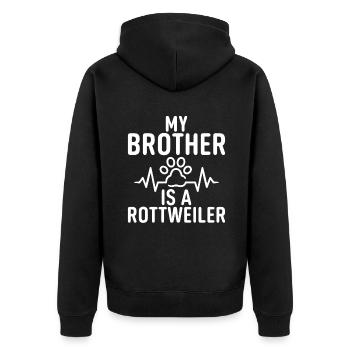 Rottweiler Gifts - Unisex Premium Bio Zip Hoodie - Schwarz - Hinten - Nico (187cm)