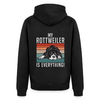 Rottweiler Gifts - Unisex Premium Bio Zip Hoodie - Schwarz - Hinten - Nico (187cm)