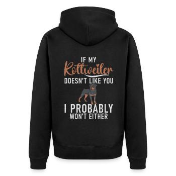 Rottweiler Gifts - Unisex Premium Bio Zip Hoodie - Schwarz - Hinten - Nico (187cm)