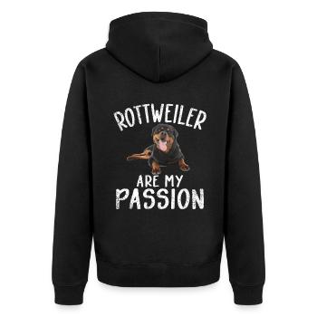 Rottweiler Gifts - Unisex Premium Bio Zip Hoodie - Schwarz - Hinten - Nico (187cm)