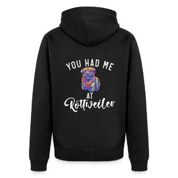 Rottweiler Gifts - Unisex Premium Bio Zip Hoodie - Schwarz - Hinten - Nico (187cm)