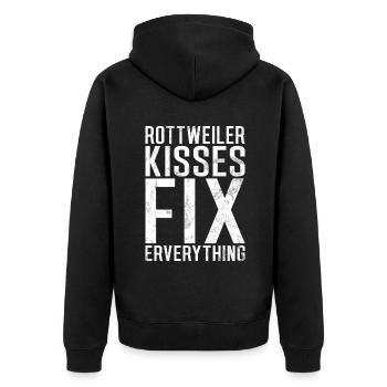 Rottweiler Gifts - Unisex Premium Bio Zip Hoodie - Schwarz - Hinten - Nico (187cm)
